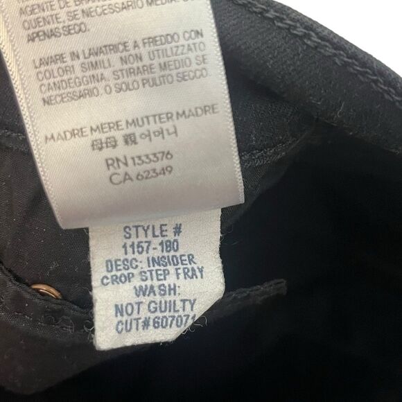 MOTHER Insider Crop Step Fray Jeans Women’s Size 25 Black Mid Rise Raw Hem - Picture 12 of 13